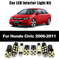 11Pcs License Plate Bulb LED Interior Dome Reading Light Kit For Honda Civic 8 M for Honda Civic MK8 - Canbus LED Car Li