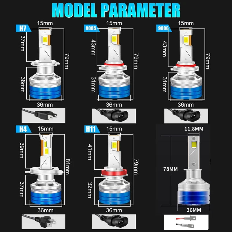 H4 H7 LED Headlight 1800000LM Super Bright H11 9005 HB3 9006 HB4 With Fan Turbo Led Lamp C