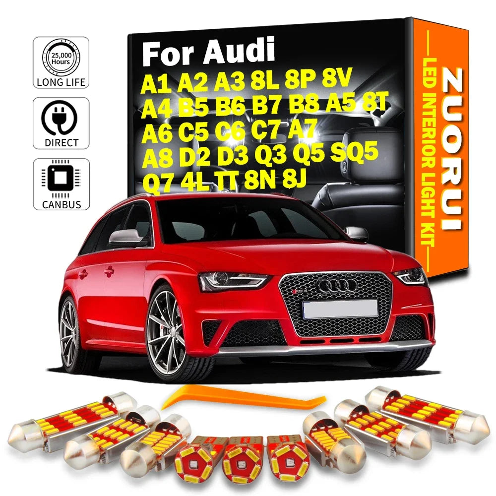 LED Interior Light Kit for Audi A1 A2 A3 8L 8P 8V A4 B5 B6 B7 B8 A5 8T A6 C5 C6 C7 A7 A8 D2 D3 Q3 Q5 SQ5 Q7 4L TT 8N ...