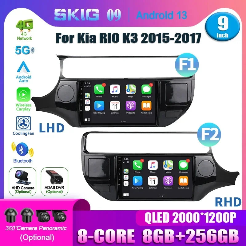 For Kia RIO K3 2015-2017 Android 14 Car Radio Multimedia Player Navigation 4G GPS Wireless