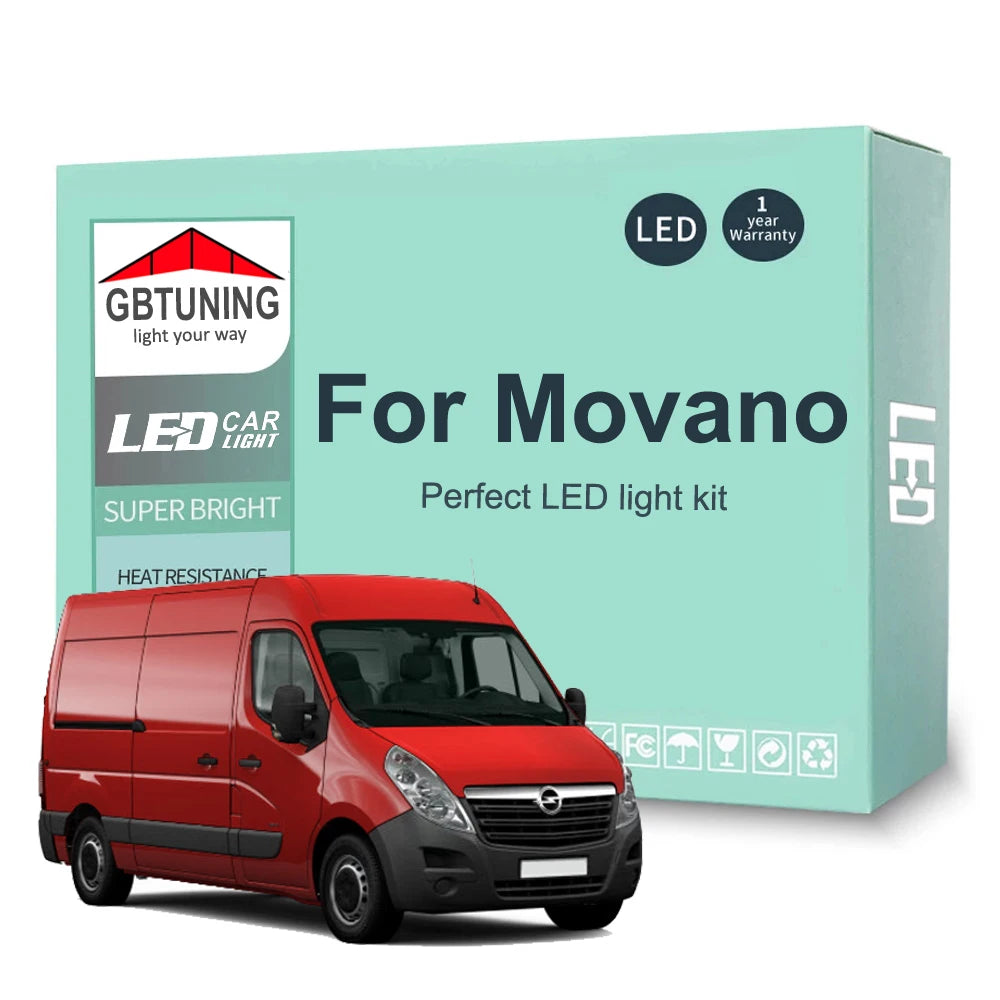 LED Interior Light Kit for Vauxhall Opel Movano A B 1999-2014 - Canbus Dome Map Door Trunk Bulbs | AUTOKITSHOP