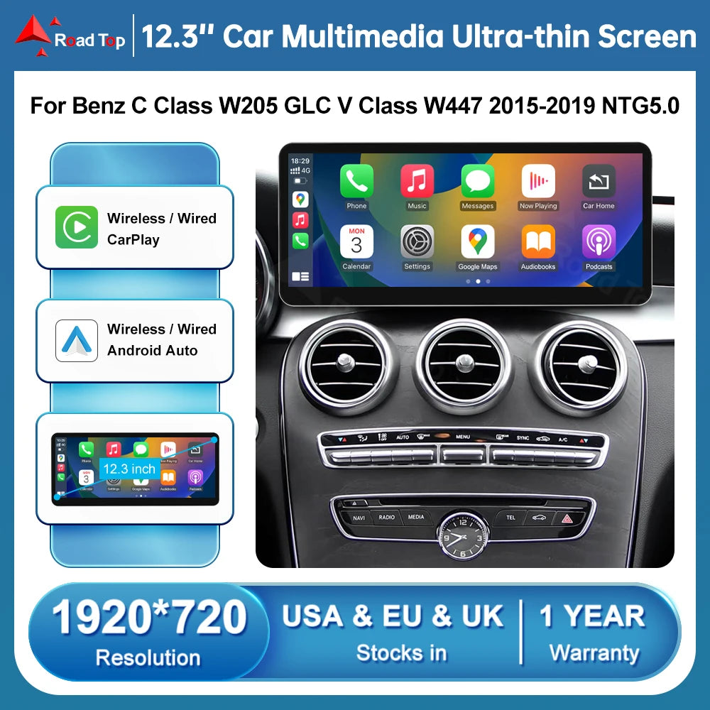 12.3'' Wireless CarPlay Android Auto Multimedia Screen For Mercedes Benz GLA CLA GLC A B C | AUTOKITSHOP