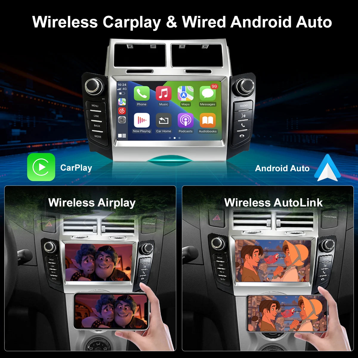 For Toyota Yaris XP90 Vitz Platz 2005-2011 7inch Car Radio CarPlay Central Multimedia Play