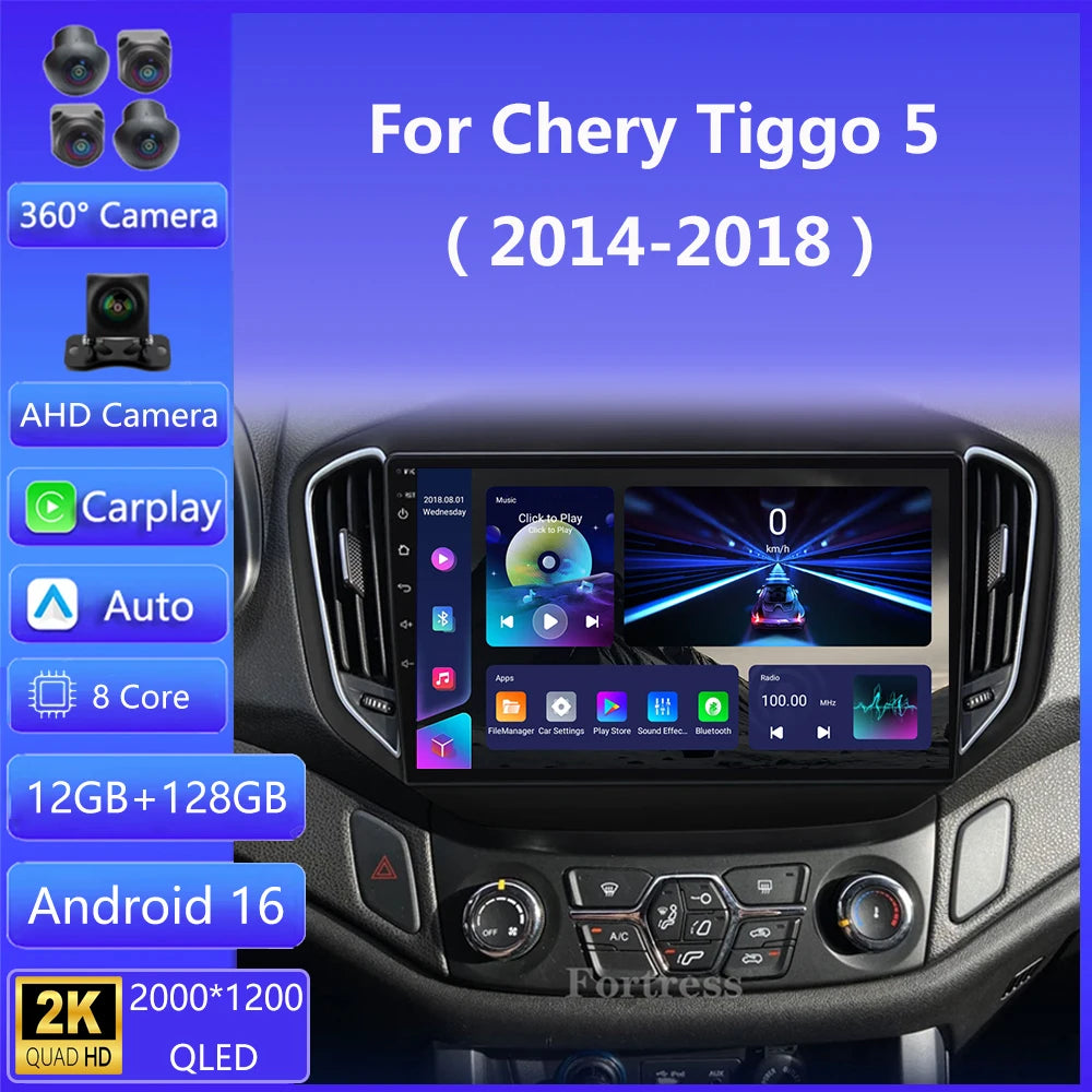 Android 16 Car Radio For Chery Tiggo 5 2014 2015 - 2020 Carplay Auto GPS Head Unit 2K Scre