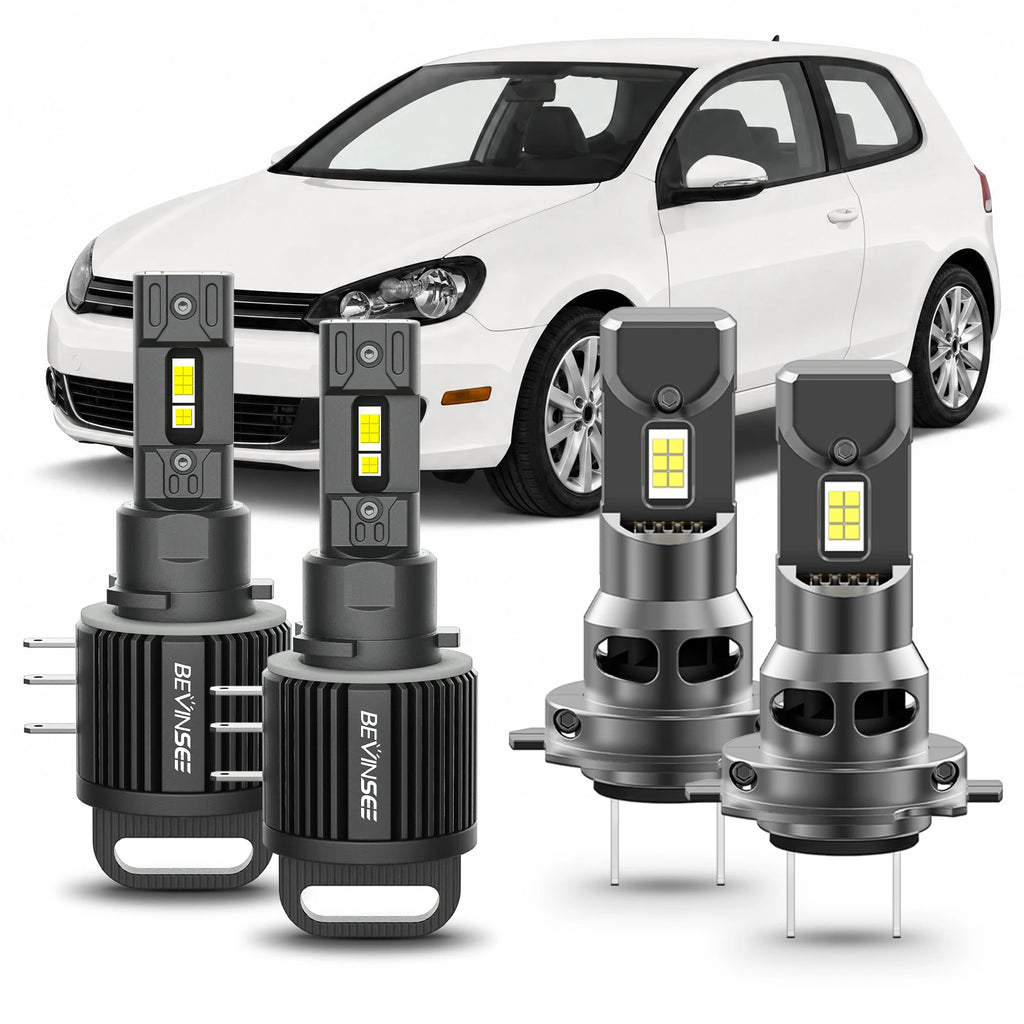BEVINSEE H15+H7 LED Headlight Bulbs for VW for Golf MK6 MK7 Polo 6R Tiguan MK1 Passat B7 f