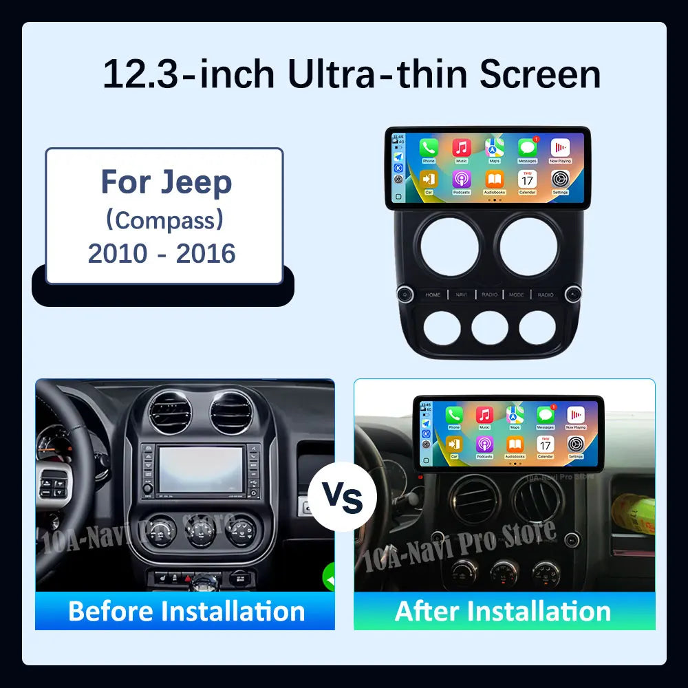 Car Radio Multimedia Player Android 16 Wireless Carplay for Jeep Compass 2010 - 2016 2.5D