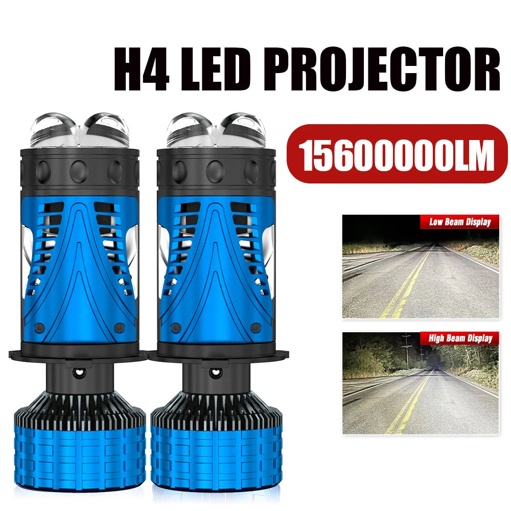 8800W H4 LED Mini Projector Lens 6500K High Low Beam H4 Solenoid Turbo Fan Auto Headlamp S