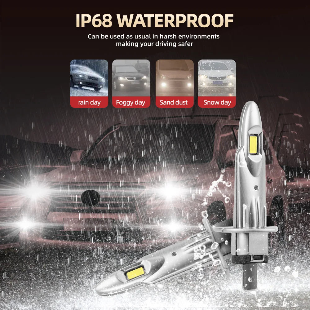 H1 LED Headlight 30000LM High Brightness H11 H7 H4 Car Bulbs 6000K 9005 HB3 9006 HB4 Mini