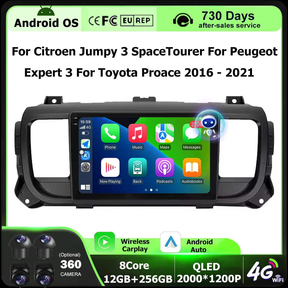 Android 16 Auto For Citroen Jumpy 3 SpaceTourer For Peugeot Expert 3 For Toyota Proace 201