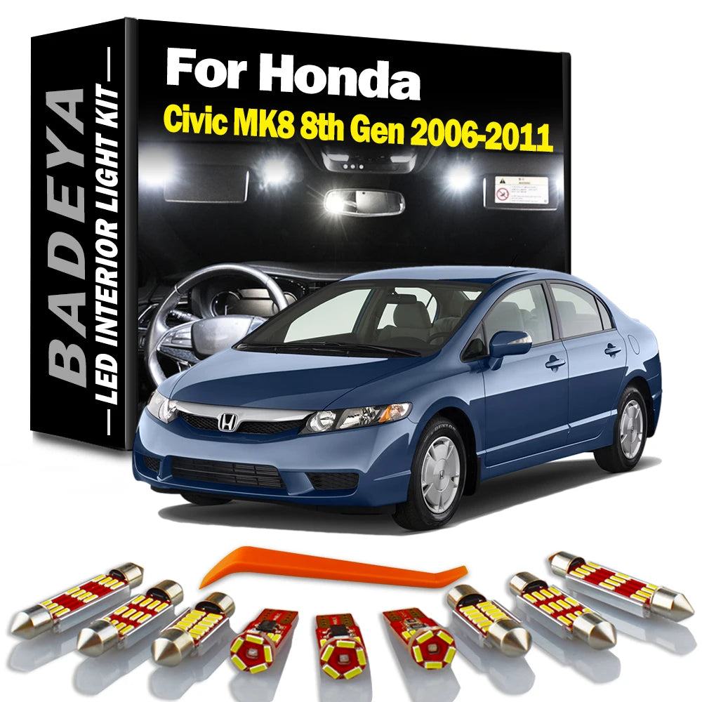 11-Piece LED Interior Light Kit for Honda Civic MK8 - Canbus Error-Free Interior Bulbs