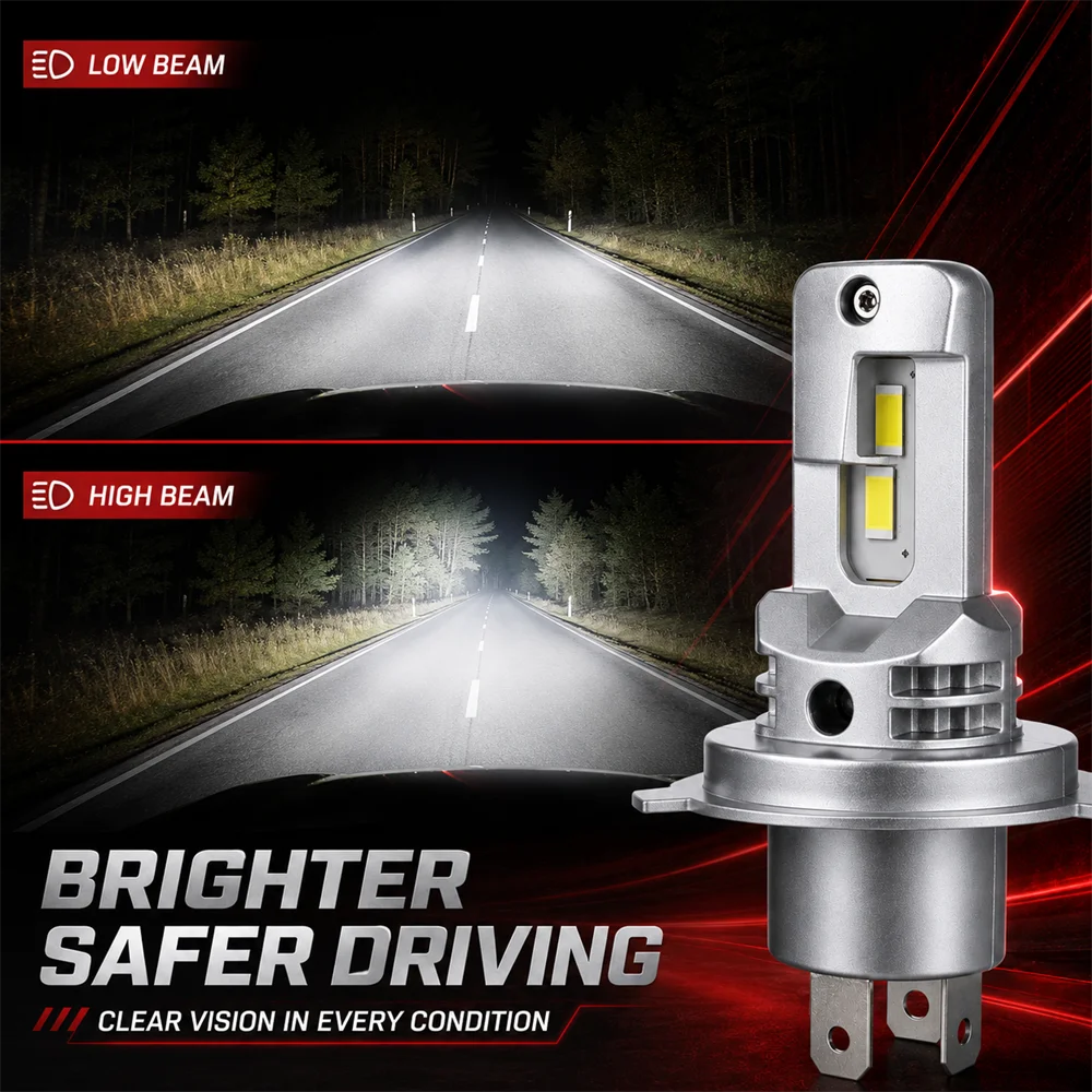 1/2X H4 Car LED Headlight Bulb CSP Fan With Canbus High & Low Beam Car Light Turbo Led Dio