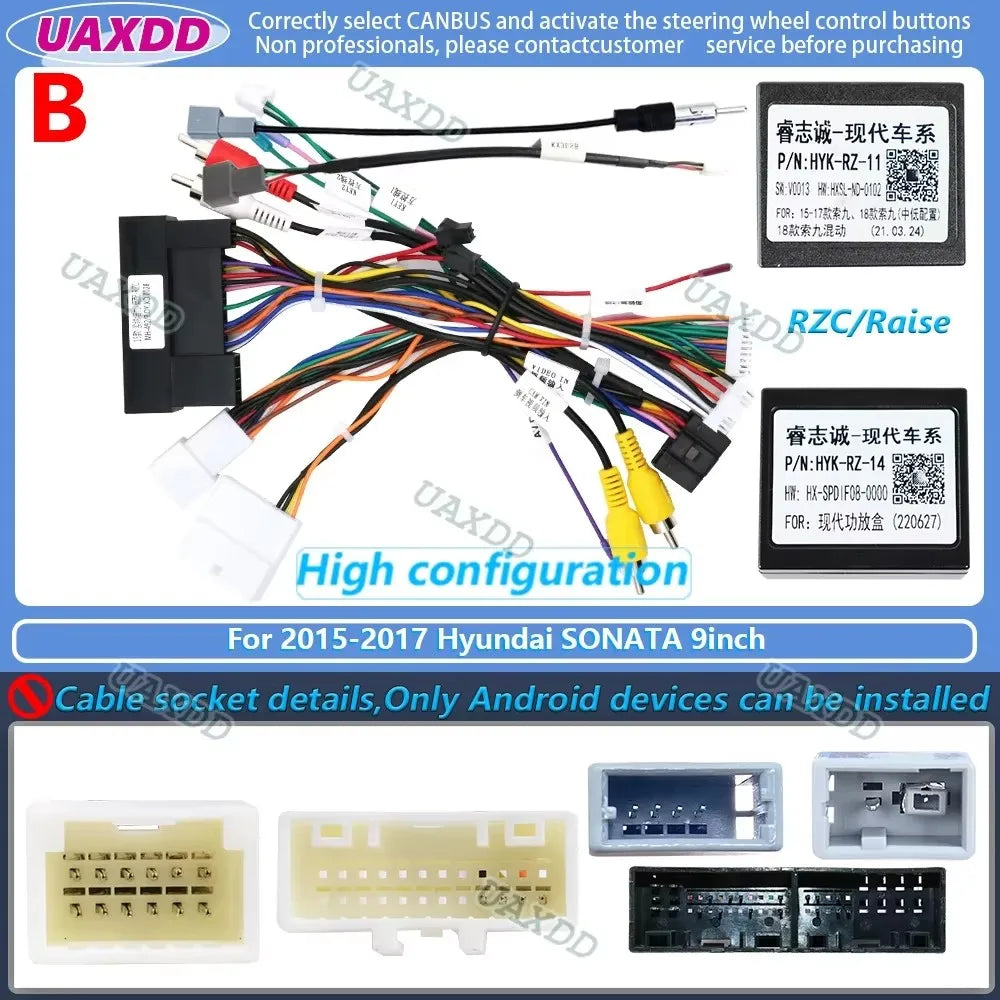 For 2015-2017 Hyundai SONATA 9inch 2 Din Car stereo radio Android frame panel fascia cable