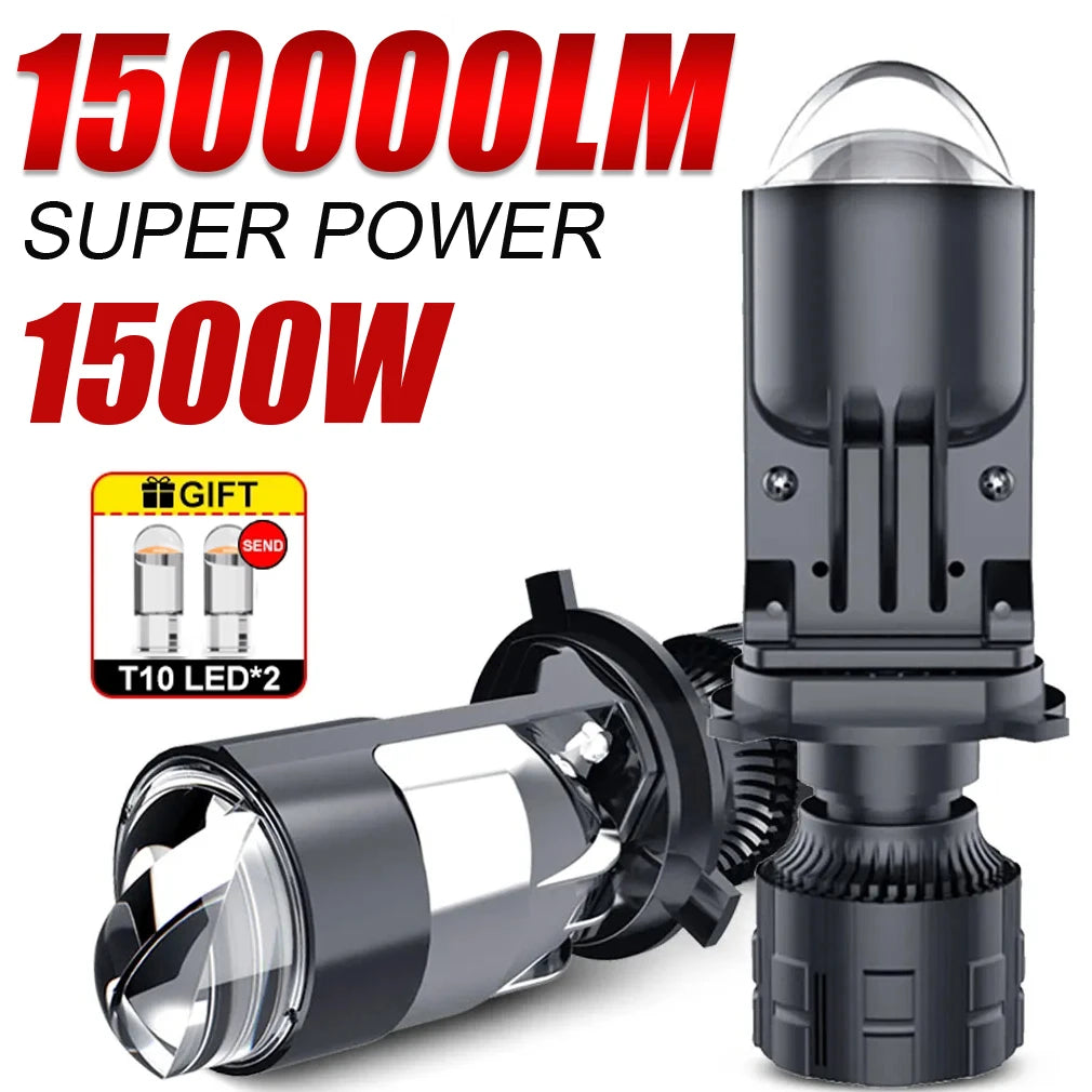 Projector H4 Lens LED Car Headlight Bulbs 150000LM CANBUS Turbo Car Motorcycle Dual Projec