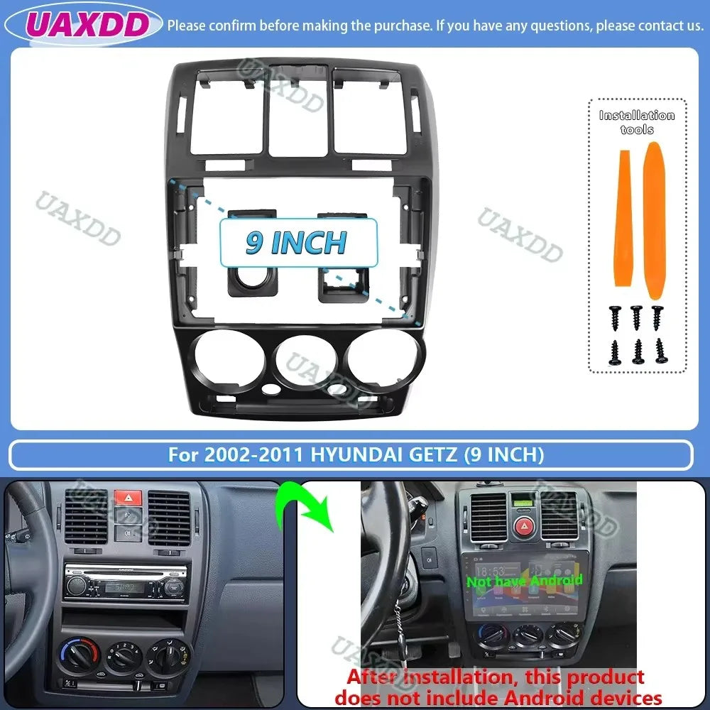 For 2002-2011 Hyundai GETZ 9inch 2 Din Car stereo radio Android frame panel fascia cable v