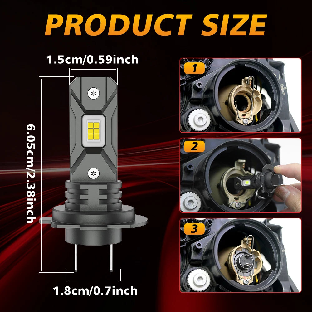 CARLitek 2Pcs 12V H7 LED Headlight Bulb Canbus Error Free 6000K High Power Best H7 LED 360