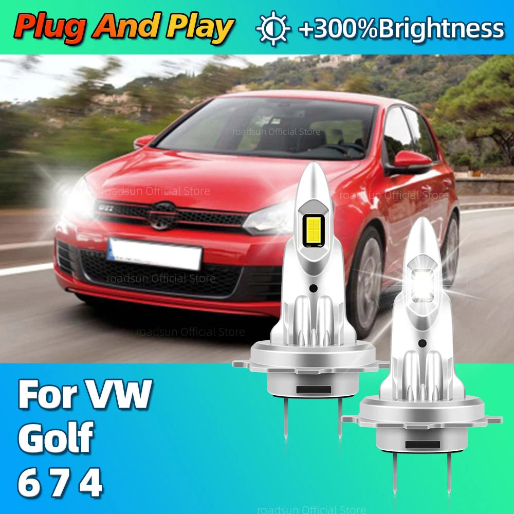 Mini Size Headlamp LED Headlight Canbus 30000LM Plug&Play 6000K CSP Car Lamp For VW Volksw