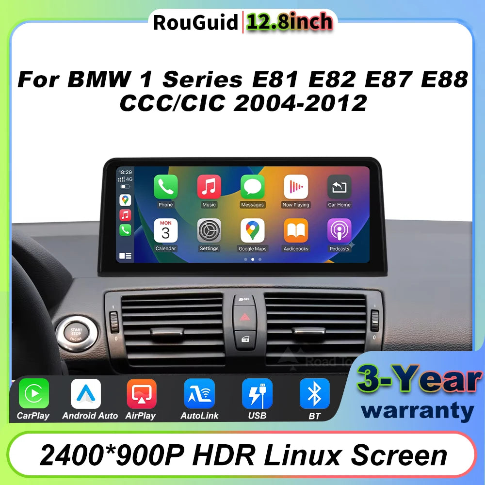 12.8 inch Touch Screen Wireless Carplay Android Auto For BMW 1 Series E81 E82 E87 E88 CCC  | AUTOKITSHOP