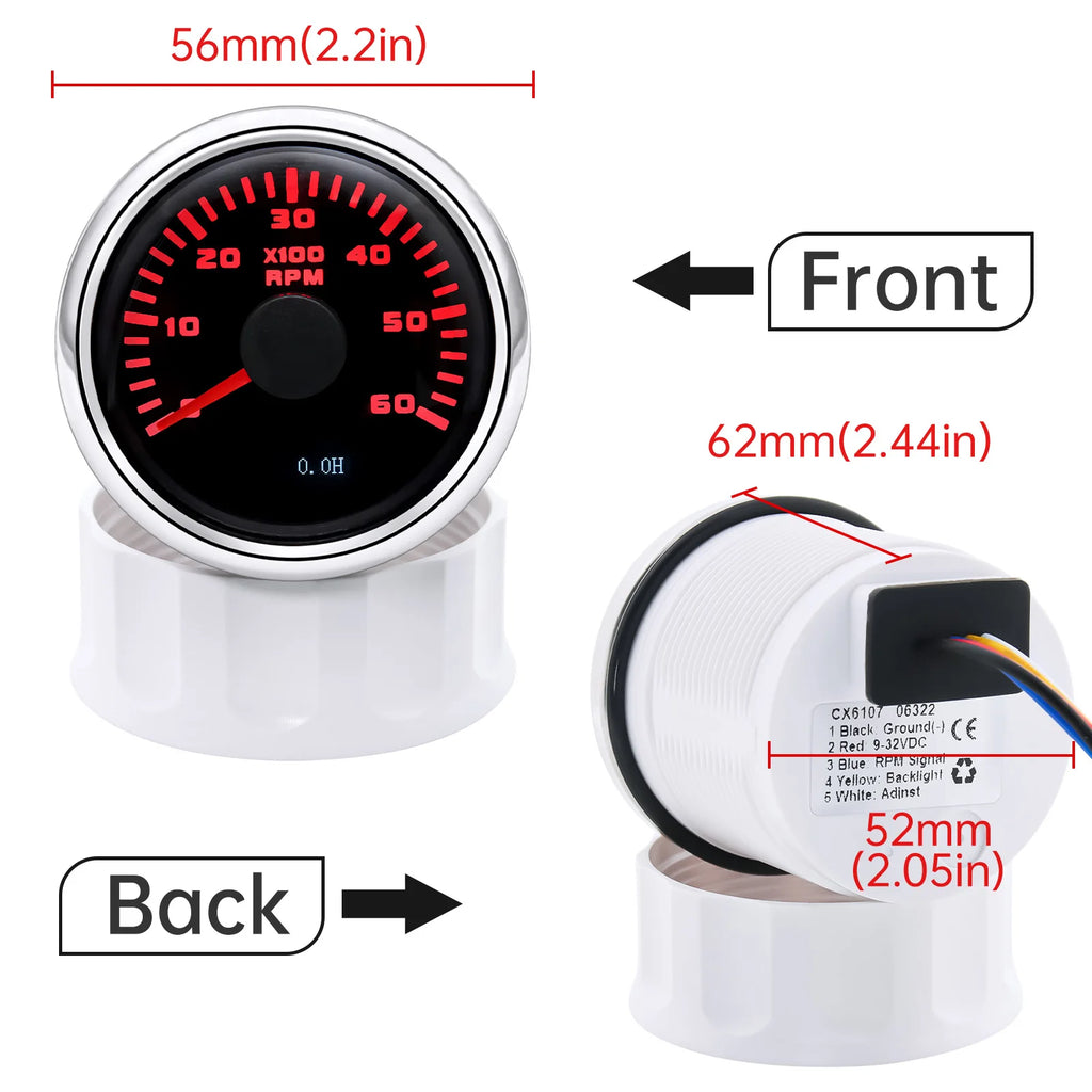 HD 0~3000 RPM 4000RPM 7000RPM 8000RPM 52mm Tachometer +Tacho Sensor Car Marine Outboard Diesel E - Automotive LED Light