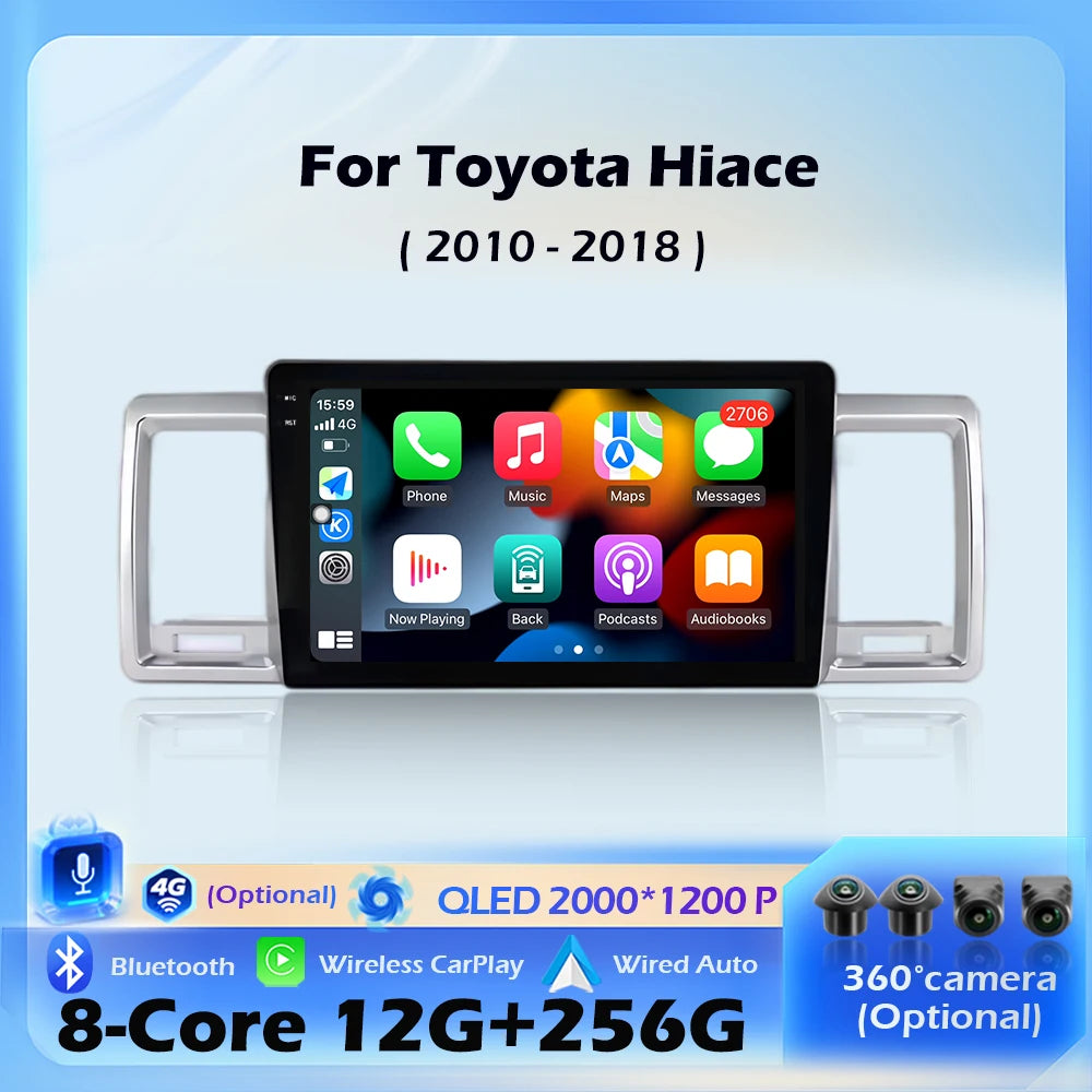 Navigation GPS Android 16 Car Radio Multimedia Player For Toyota Hiace 2010-2018 Media Ste