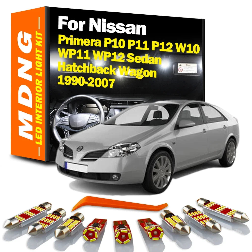 LED Interior Light Kit for Nissan Primera P10 P11 P12 W10 WP11 WP12 Sedan Hatchback Wagon 1990-2007 - Canbus Dome Map...