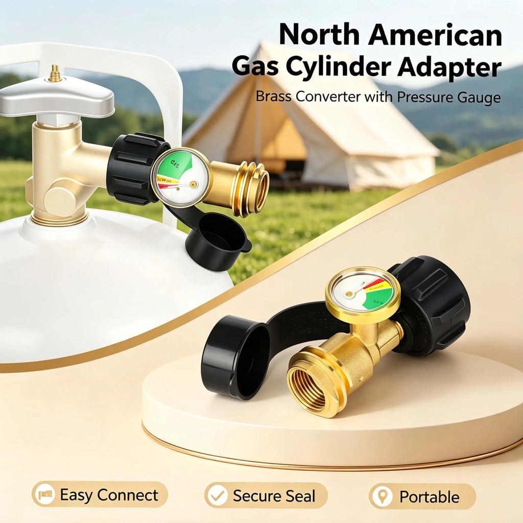 Universal Fit QCC1 POL Propane Tank Adapter Brass 1/2Pcs Pressure Gauge Level Indicator for RV C - Automotive LED Light