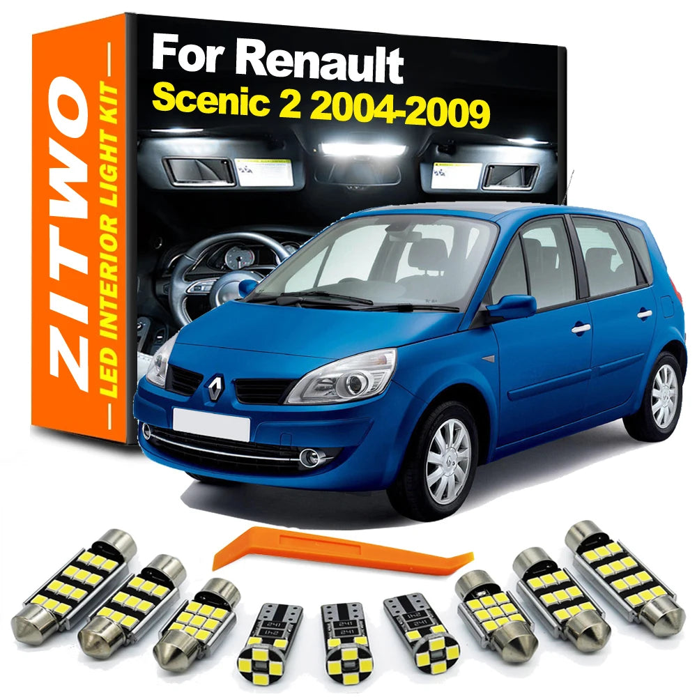 ZITWO 18Pcs LED Interior Dome Reading Light Kit For Renault Scenic Grand 2 II MK2 2004 2005 2006 2007 2008 2009 Courtesy Bulb