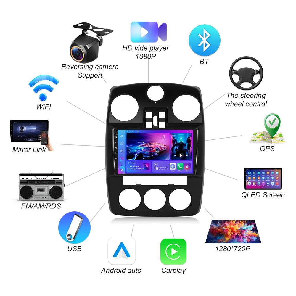 Android 16 For Chrysler Pt Cruiser 2000-2010 Carplay Auto Car Radio Multimedia Player Auto | AUTOKITSHOP