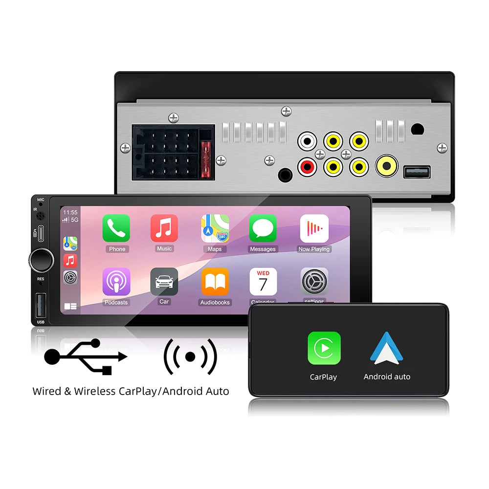 IPS 6.86 Inch Wireless Carplay Android Auto Car Radio Multimedia MP5 Player 1 Din Bluetoot | AUTOKITSHOP