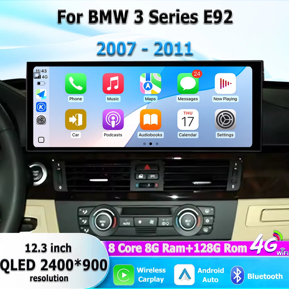 Android 16 Auto For BMW 3 Series E92 2007 - 2011 CCC/CIC System GPS Wireless Carplay Split