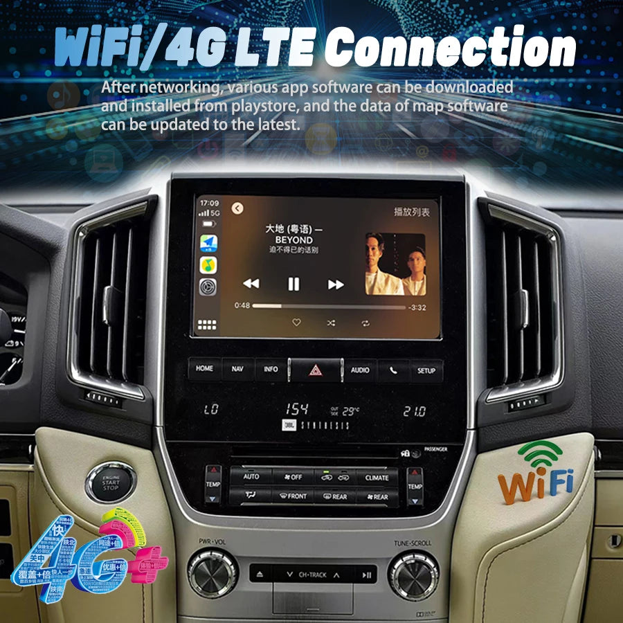 10" QLED Navigation Radio Stereo for Toyota Land Cruiser LC200 LC300 Android 13 Snapdragon 665 | AUTOKITSHOP