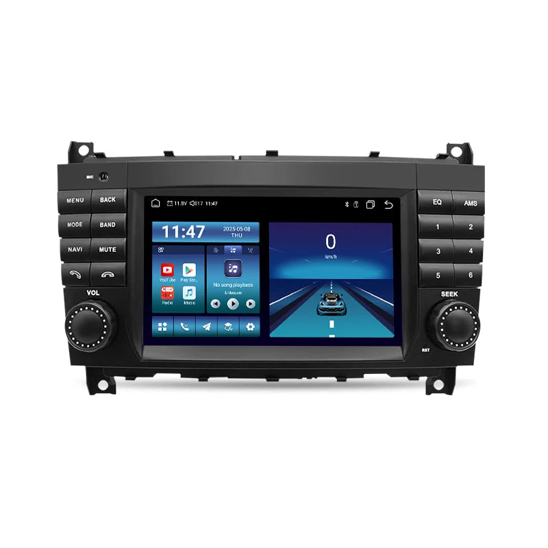 SZLELV 7'' For Mercedes Benz C-Class W203 CLC W203 Screen Android 15 Car Radio Multimedia