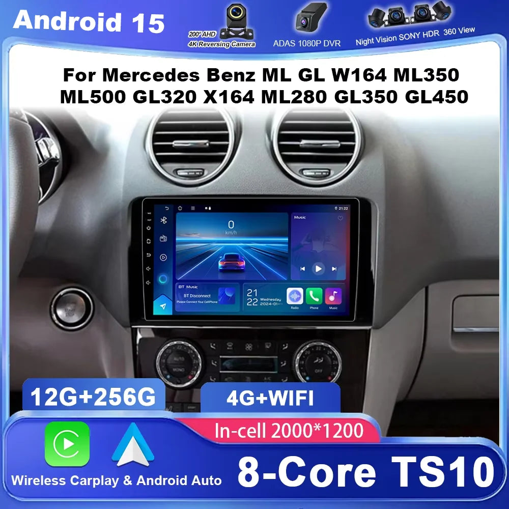 Car For Mercedes Benz ML GL W164 ML350 ML500 GL320 X164 ML280 GL350 GL450 Auto Radio Multi
