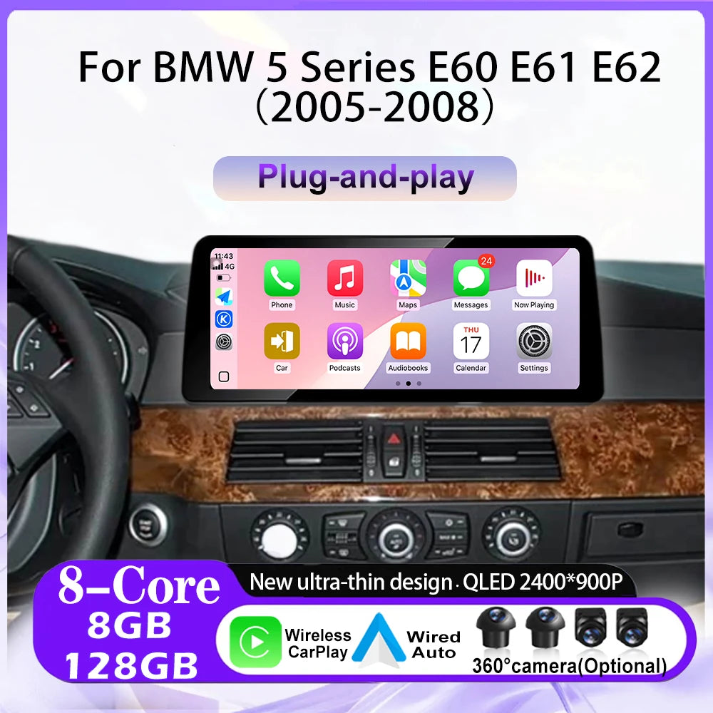 Wifi Car Radio GPS Navigation Android 16 Multimedia Player 4G For BMW 5 Series E60 E61 E62