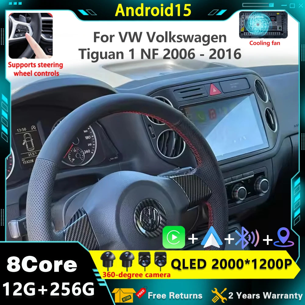 Android 15 Auto Carplay For VW Volkswagen Tiguan 1 NF 2006 - 2014 2015 2016 Car Radio Mult