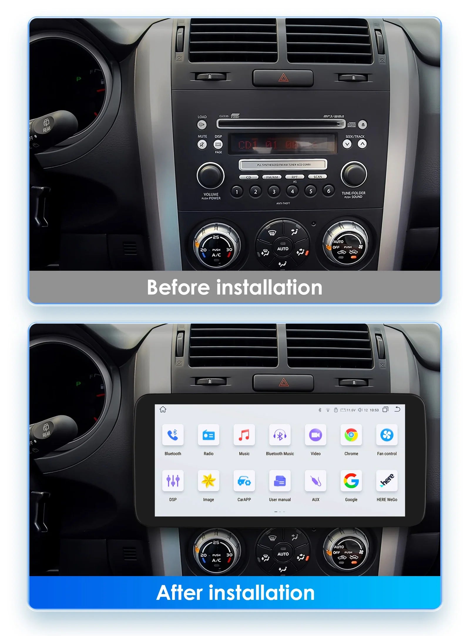 10.33inch 2DIN Universal Android Car Radio Multimedia Video Player Rotatable Auto Touch Sc