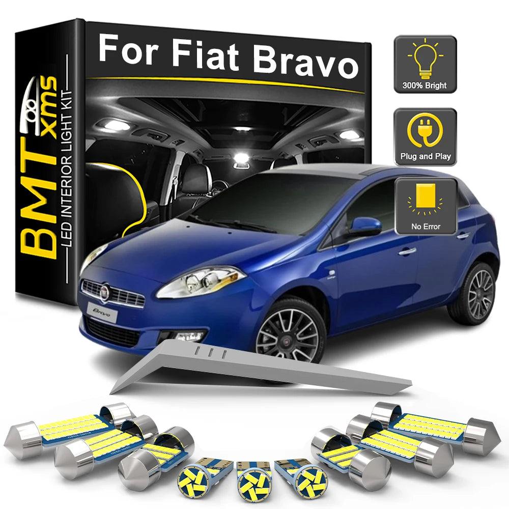 LED Interior Light Kit for Fiat Bravo I II 1 2 182 198 1995-2018 - Canbus Dome Map Door Trunk Bulbs | AUTOKITSHOP
