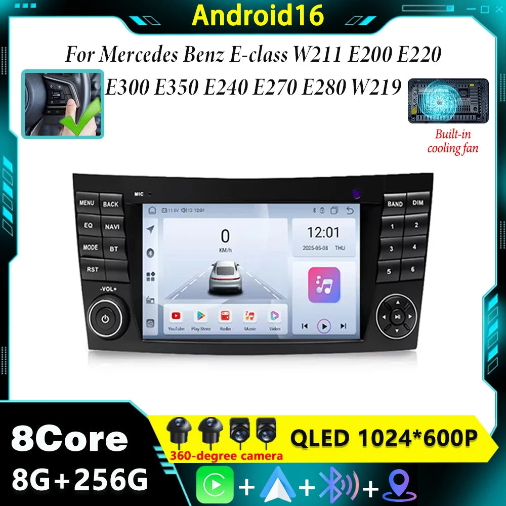 7" Android16 For Mercedes Benz E-class W211 E200 E220 E300 E350 E240 E270 E280 W219 2IDNRa