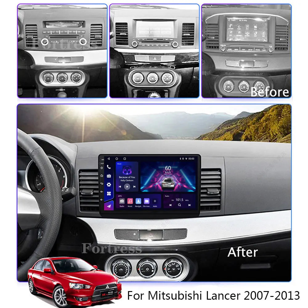 Android 16 Car Radio Stereo For Mitsubishi Lancer 10 CY 2007 - 2013 Multimedia Video Playe