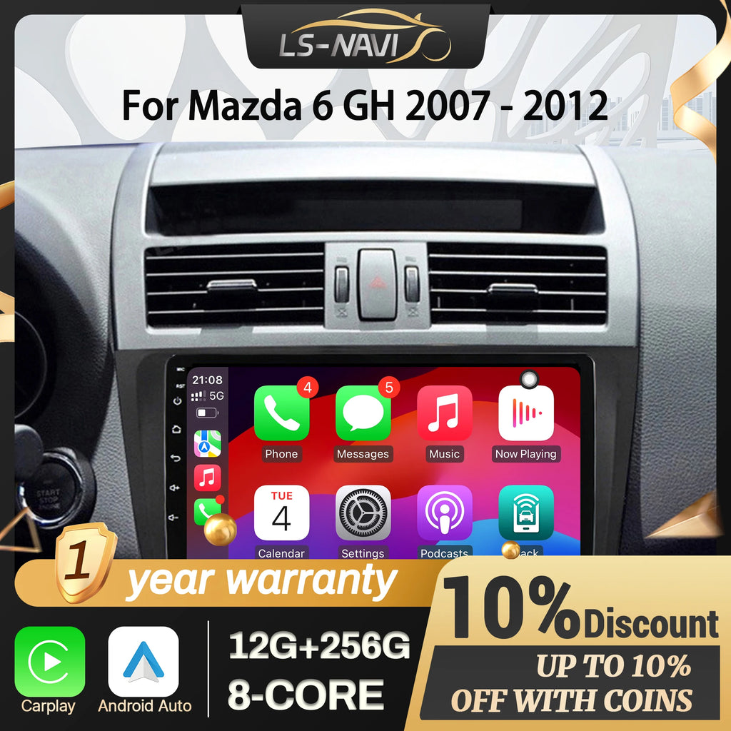 Car Radio Multimedia For Mazda 6 GH 2007-2012 Android 14 Navigation 4G GPS Wireless CarPla