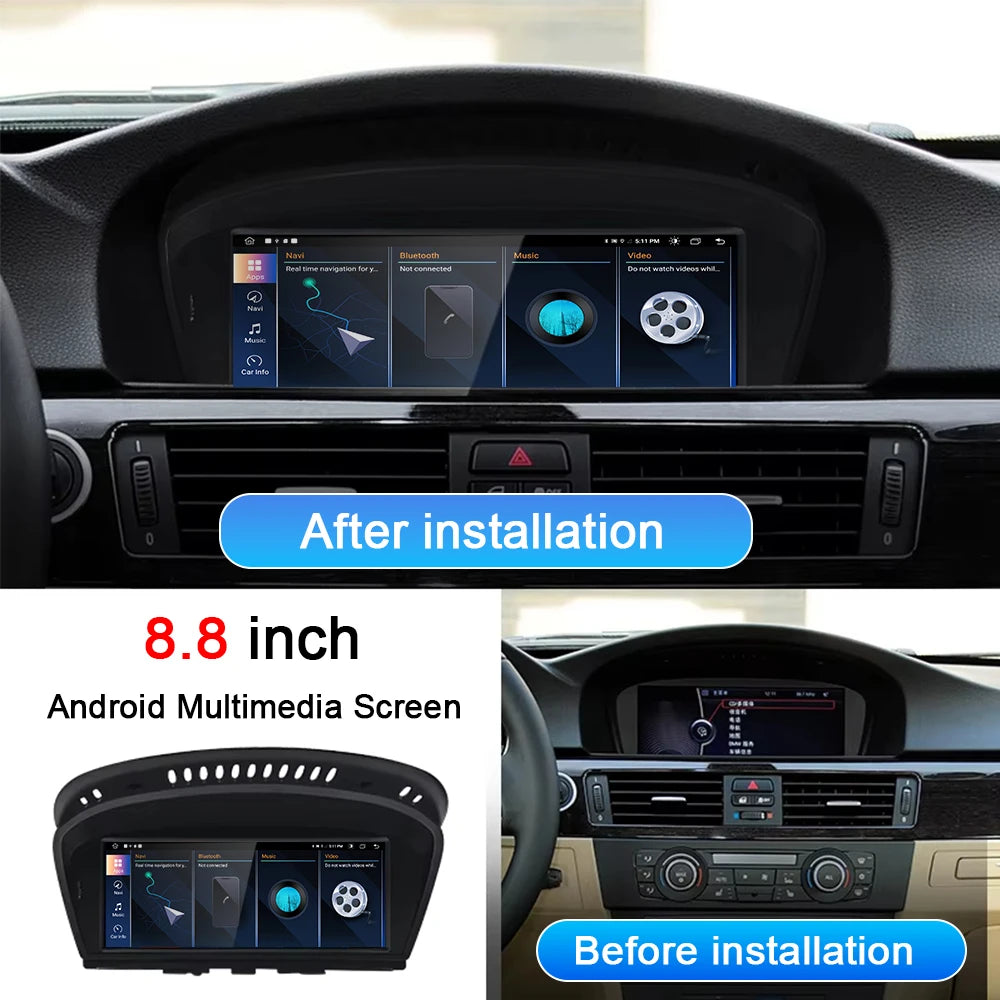 8.8inch Android 14 Car Multimedia Display Screen For BMW 3-5 Series E90 E91 E60 E61 CCC CI