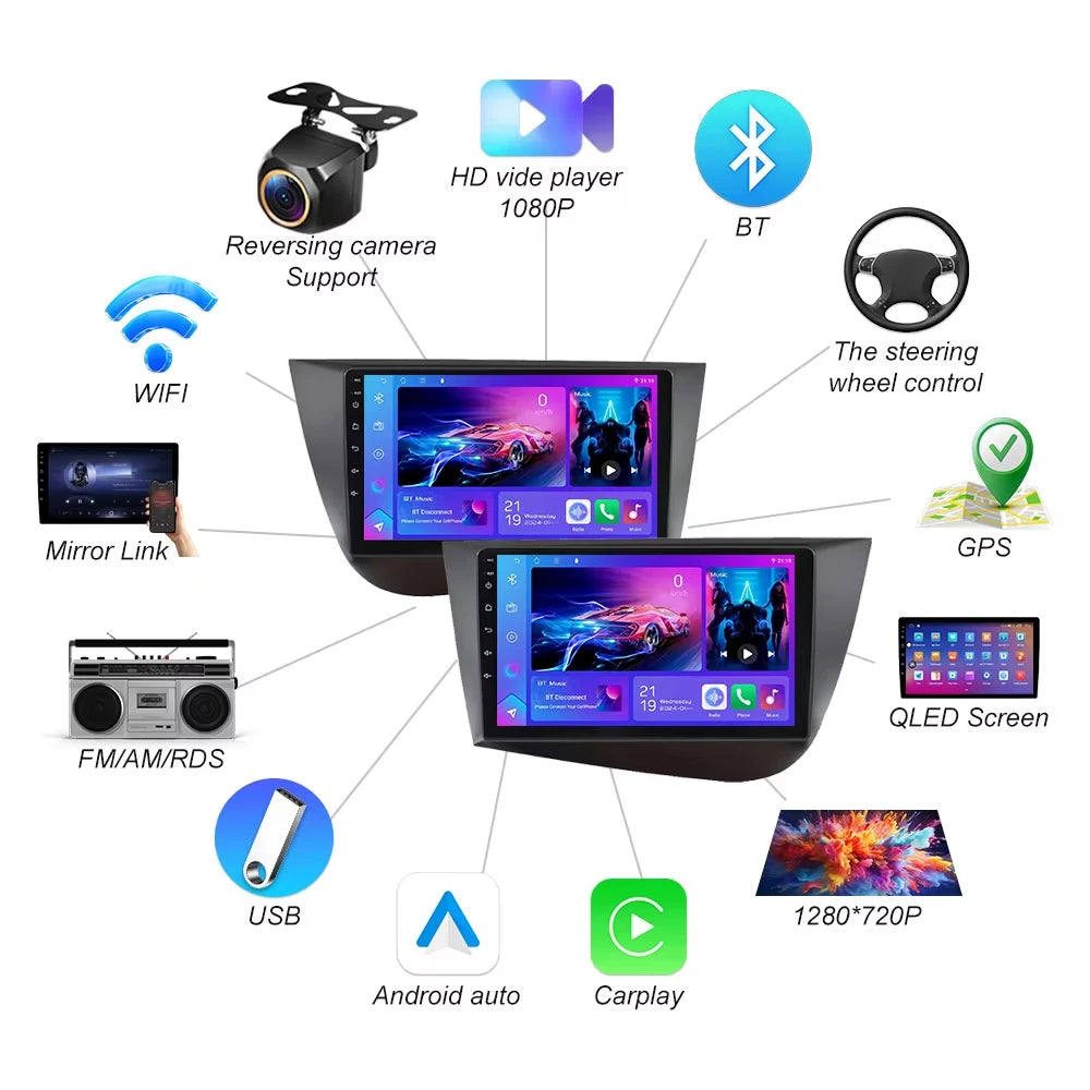 Autoradio For Seat Leon 2 Mk2 2005 2006 2007 2008-2012 Carplay Auto Screen Car Radio Andro | AUTOKITSHOP