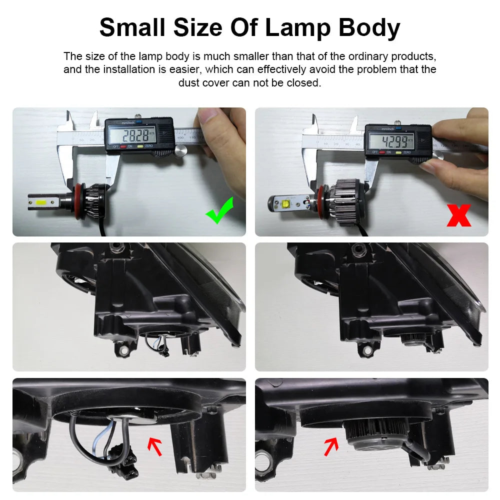 2PCS/pair Mini Lights Auto H7 LED H4 Bulb H3 H8 H9 H11 9005 9006 9012 6000LM Car Headlight H1 6000K Auto Fog Light 12V LED Bulb