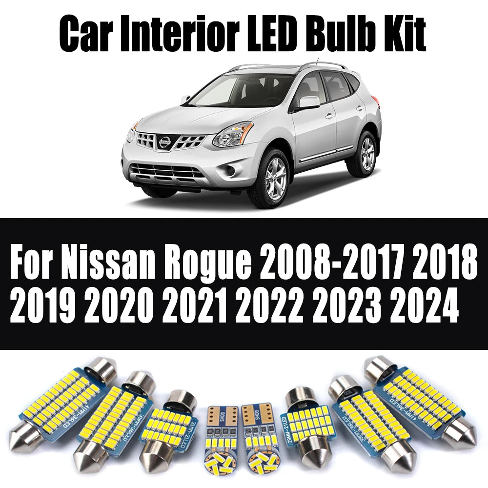 LED Interior Light Kit for Nissan Rogue 2008- 2018 - Canbus Dome Map Door Trunk Bulbs | AUTOKITSHOP