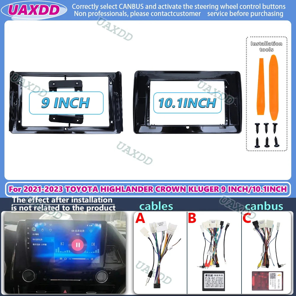 2 Din voiture panneau fascias For 2021-2023 TOYOTA HIGHLANDER CROWN KLUGER 9INCH 10.1INCH