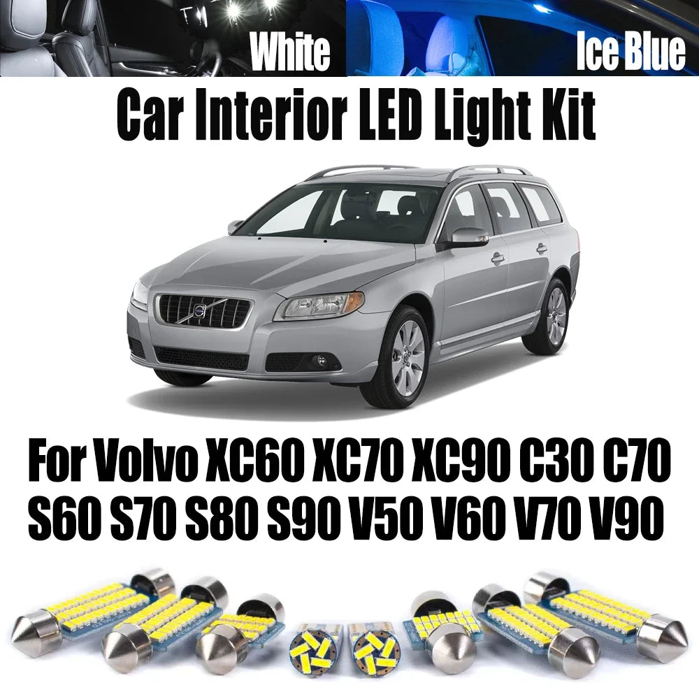 LED Interior Light Kit for Volvo XC60 XC70 XC90 C30 C70 S60 S70 S80 S90 V50 V60 V70 V90 Car Reading Bulbs LED Interio...