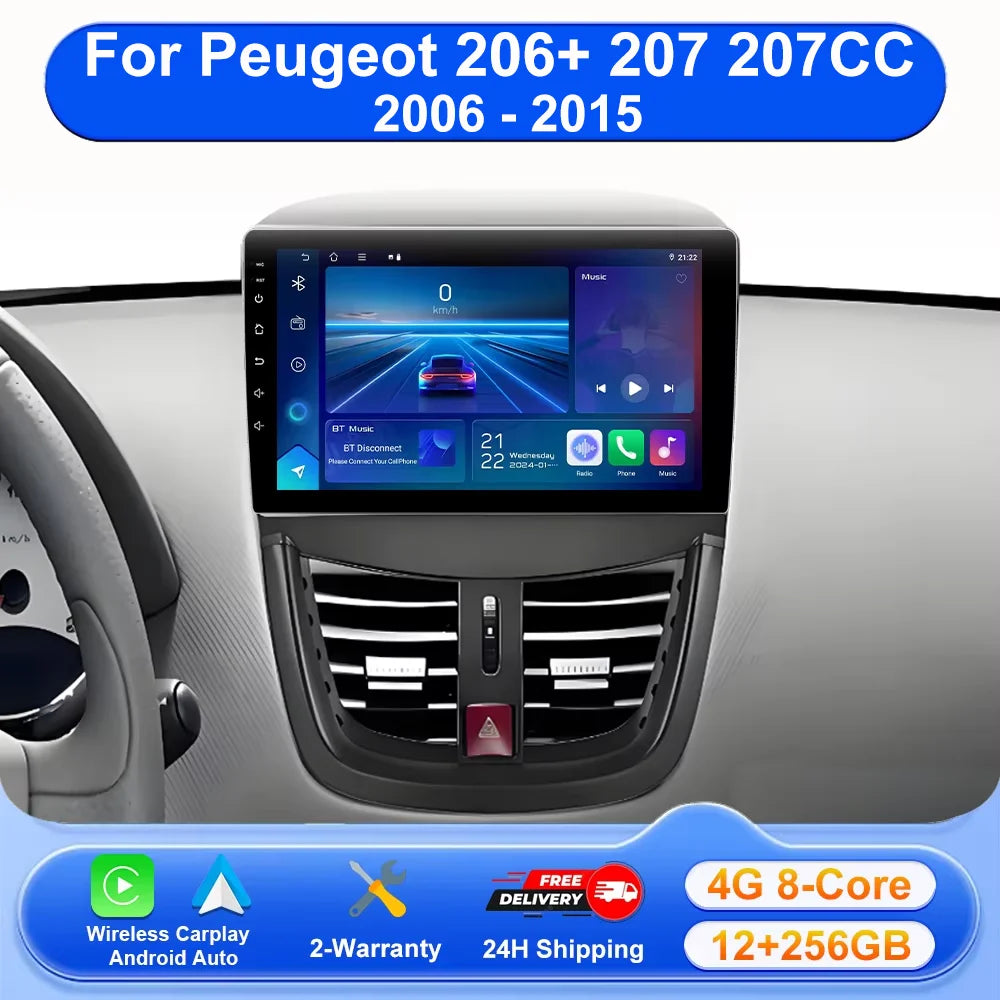 Android 16 Car Radio For Peugeot 206+ 207 207CC 2006 - 2015 Multimedia Video Player Carpla