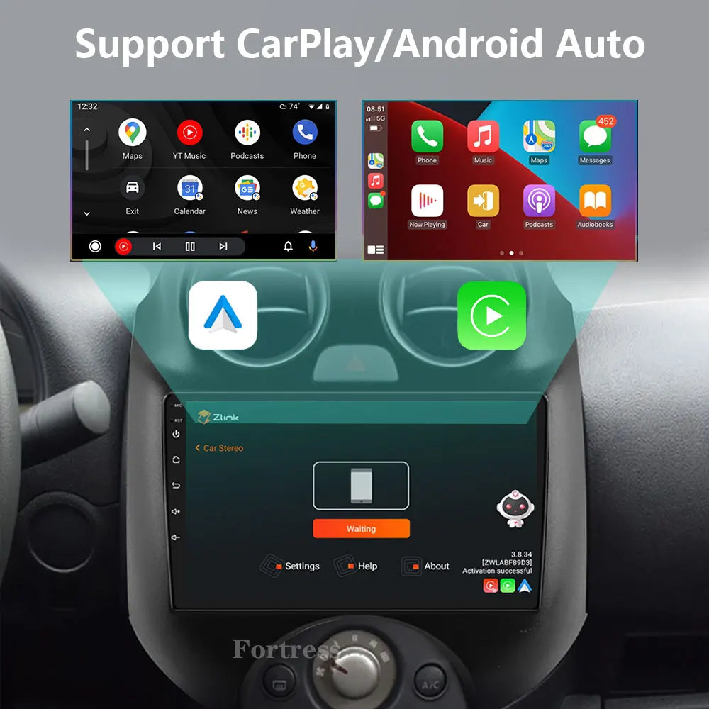Android 16 WIFI+4G 2 Din For Nissan March K13 2010-2013 Carplay Auto Car Radio GPS Navigat