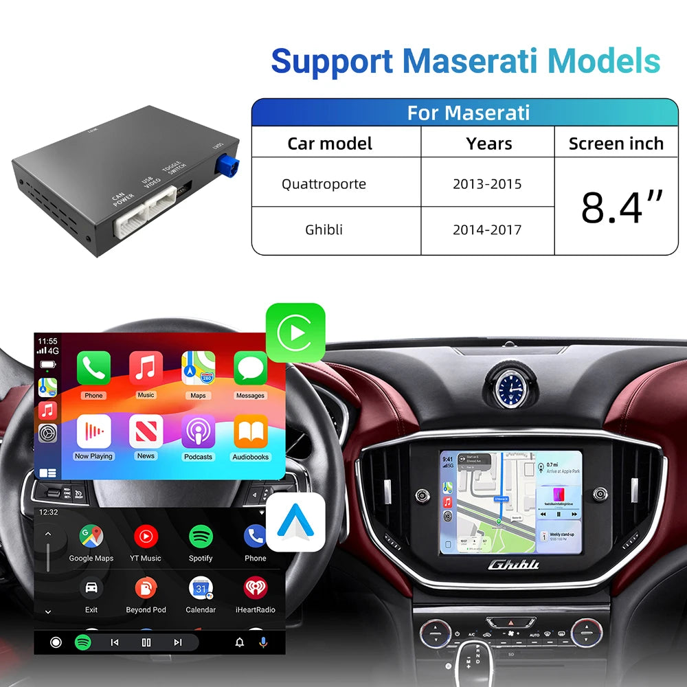 for Maserati Quattroporte Ghibli CarPlay Interface Wireless CarPlay Android Auto retrofit