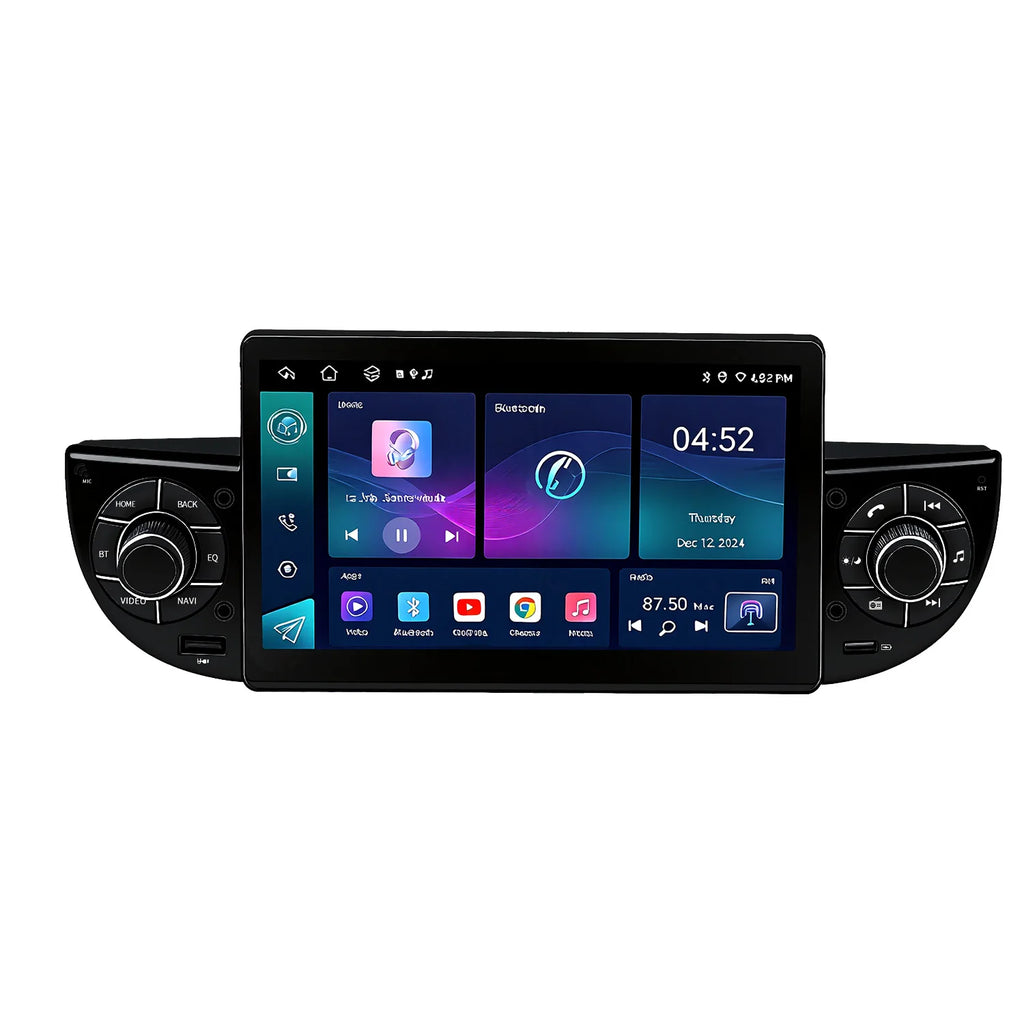 7" Android Car Radio GPS Type-C for Fiat 500 with Center Knob - USB CarPlay Android Auto Bluetooth Steering Control