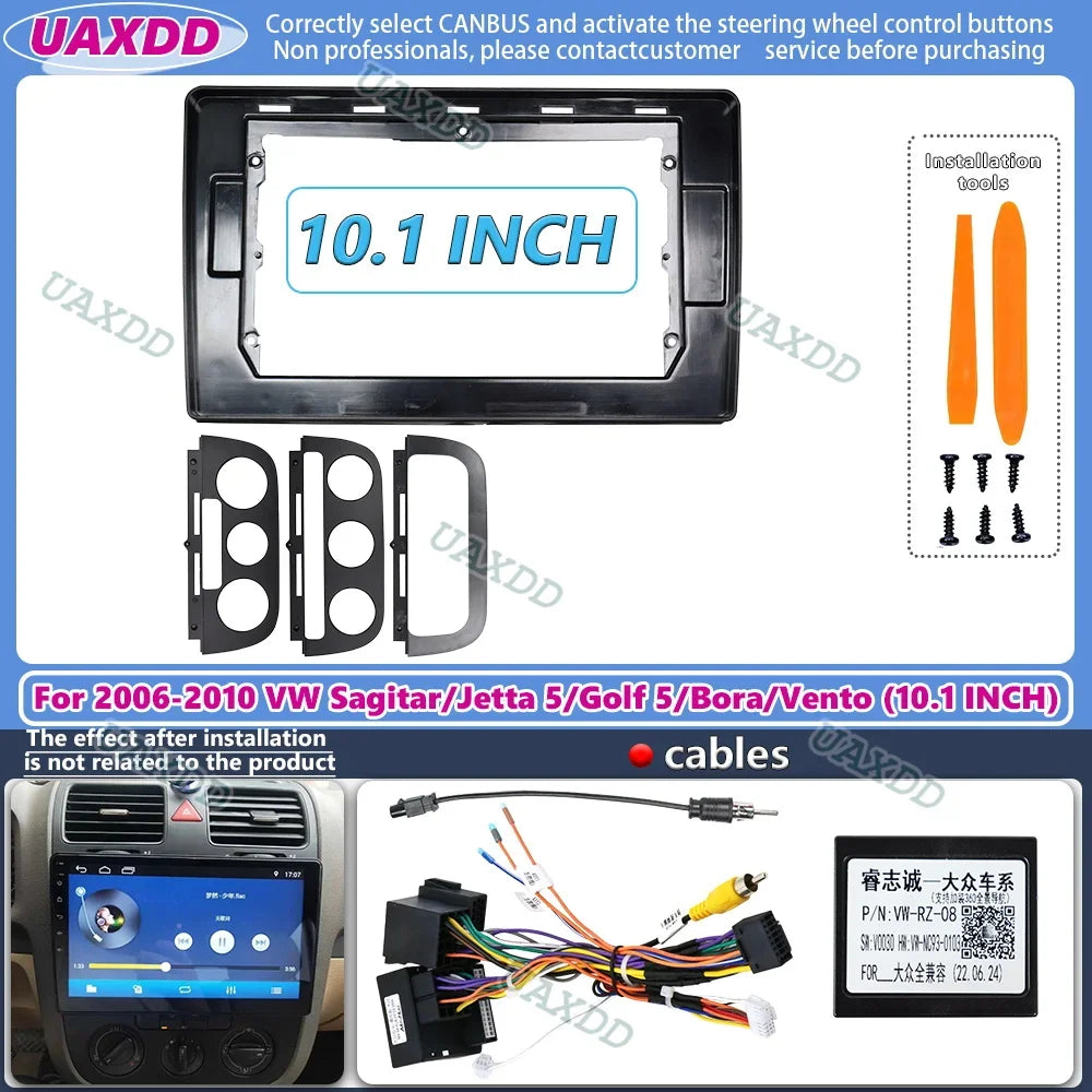 For 2006-2010 VW Sagitar Jetta 5 Golf 5 Bora Vento 10.1INCH 2 Din Car Android frame Center